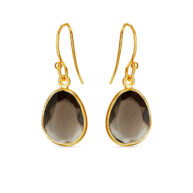 Earrings 5568 in Gold plated silver with Smoky quartz
