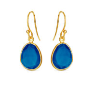 Earrings 5568 in Gold plated silver with Dark blue crystal
