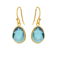 Earrings 5568 in Gold plated silver with London blue crystal