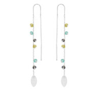 Earrings 5617 in Silver with Mix: apatite,iolite, peridote