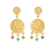 Earrings 5618 in Gold plated silver with Mix: apatite,iolite, peridote