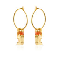 Earrings 5626 in Gold plated silver with Carnelian