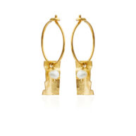 Earrings 5626 in Gold plated silver with White freshwater pearl