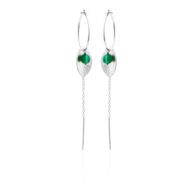 Earrings 5629 in Silver with Green agate