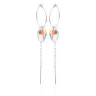 Earrings 5629 in Silver with Peach sea bamboo