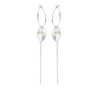 Earrings 5629 in Silver with White freshwater pearl