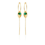 Earrings 5629 in Gold plated silver with Green agate