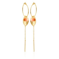 Earrings 5629 in Gold plated silver with Peach sea bamboo