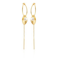 Earrings 5629 in Gold plated silver with White freshwater pearl