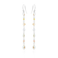 Earrings 5634 in Silver with Mix: citrine, light pink dyed serpentine, pastel coloured freshwater pearls, peach moonstone