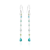 Earrings 5634 in Silver with Mix: amazonite, apatite, blue tone freshwater pearls, peridote