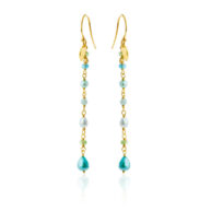 Earrings 5634 in Gold plated silver with Mix: amazonite, apatite, blue tone freshwater pearls, peridote