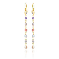 Earrings 5634 in Gold plated silver with Mix: amethyst, golden freshwater pearl, pink calcite, light pink freshwater pearl, smoky quartz