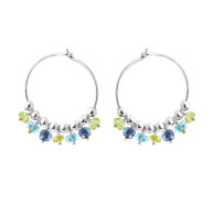 Earrings 5635 in Silver with Mix: apatite,iolite, peridote
