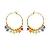 Earrings 5635 in Gold plated silver with Mix: amethyst, apatite, citrine, garnet, iolite, carnelian, peridote