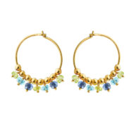 Earrings 5635 in Gold plated silver with Mix: apatite,iolite, peridote