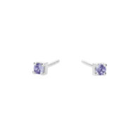 Earrings 5637 in Silver with Purple zirconia