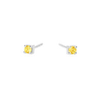 Earrings 5637 in Silver with Yellow zirconia