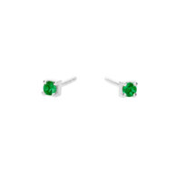 Earrings 5637 in Silver with Emerald green zirconia