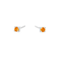 Earrings 5637 in Silver with Orange zirconia