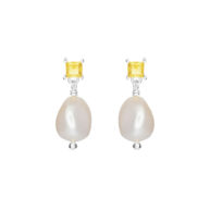 Earrings 5638 in Silver with Yellow zirconia