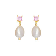 Earrings 5638 in Gold plated silver with Light pink zirconia