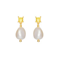 Earrings 5638 in Gold plated silver with Yellow zirconia