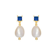 Earrings 5638 in Gold plated silver with Sapphire blue zirconia