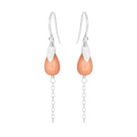 Earrings 5640 in Silver with Peach sea bamboo