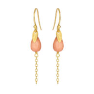 Earrings 5640 in Gold plated silver with Peach sea bamboo