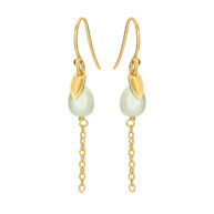 Earrings 5640 in Gold plated silver with Mint green freshwater pearl