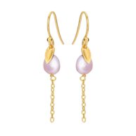 Earrings 5640 in Gold plated silver with Light purple freshwater pearl
