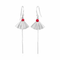 Earrings 5641 in Silver with Red sea bamboo