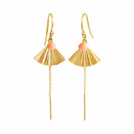 Earrings 5641 in Gold plated silver with Peach sea bamboo