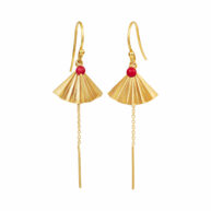 Earrings 5641 in Gold plated silver with Red sea bamboo