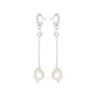 Earrings 5643 in Silver with White freshwater pearl