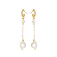 Earrings 5643 in Gold plated silver with White freshwater pearl
