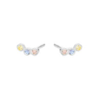 Earrings 5646 in Silver with Mix: Light pink zirconia, light blue zirconia, yellow zirconia