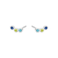Earrings 5646 in Silver with Mix: Peridote green zirconia, light blue zirconia, sapphire blue zirconia