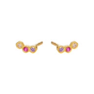Earrings 5646 in Gold plated silver with Mix: Purple zirconia, pink zirconia, light pink zirconia