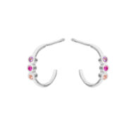 Earrings 5647 in Silver with Mix: Purple zirconia, pink zirconia, light pink zirconia
