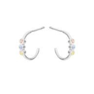 Earrings 5647 in Silver with Mix: Light pink zirconia, light blue zirconia, yellow zirconia