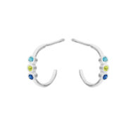 Earrings 5647 in Silver with Mix: Peridote green zirconia, light blue zirconia, sapphire blue zirconia