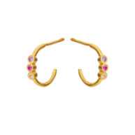 Earrings 5647 in Gold plated silver with Mix: Purple zirconia, pink zirconia, light pink zirconia