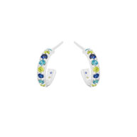 Earrings 5648 in Silver with Mix: Peridote green zirconia, light blue zirconia, sapphire blue zirconia