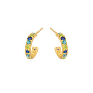 Earrings 5648 in Gold plated silver with Mix: Peridote green zirconia, light blue zirconia, sapphire blue zirconia