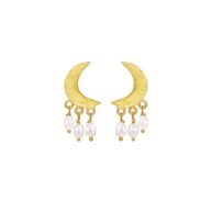 Earrings 5652 in Gold plated silver with White freshwater pearl