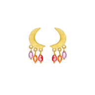 Earrings 5652 in Gold plated silver with Mix: different colours of freshwater pearls