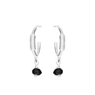 Earrings 5655 in Silver with Black spinel