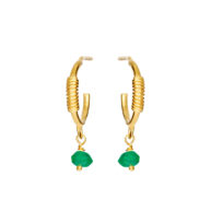 Earrings 5655 in Gold plated silver with Green agate